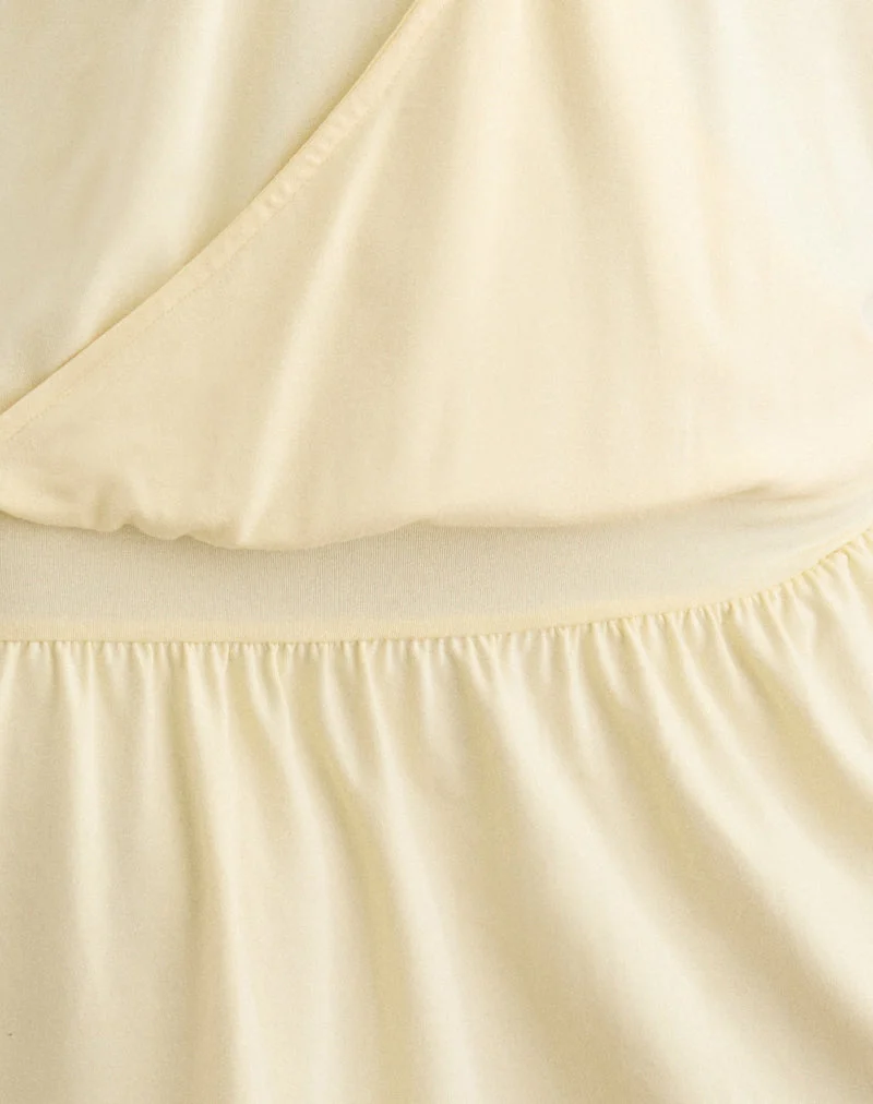 Pippa Plunge-Wickel-Minikleid in Zitronengelb
