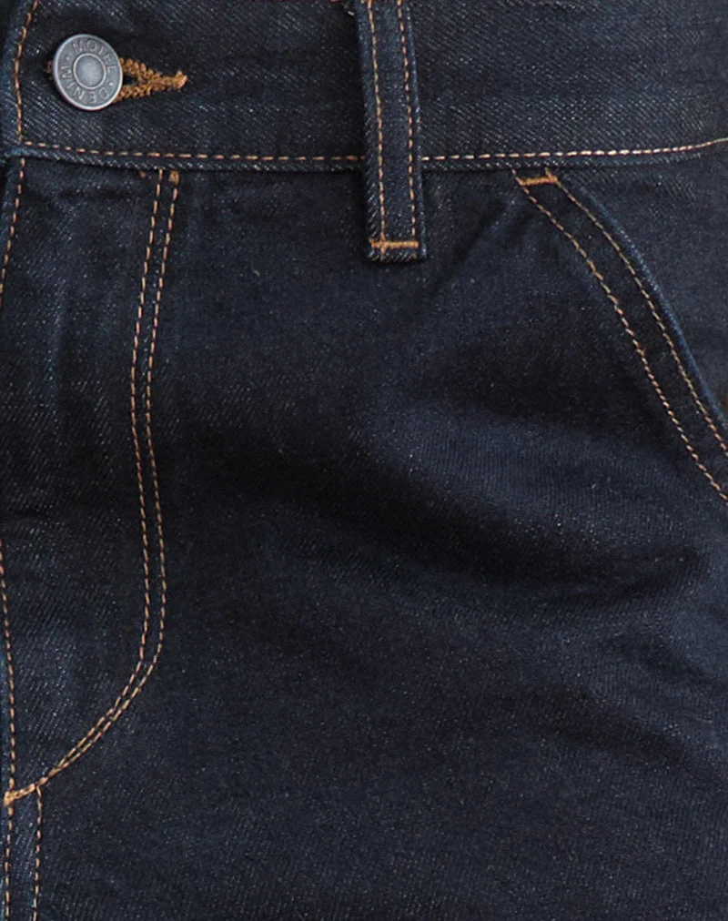 Jeans mit niedriger Leibhöhe, Cinch-Schnitt und gedrehten Nähten in Indigo