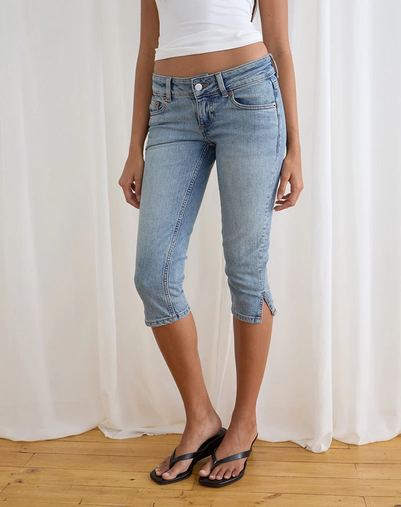 Capri-Jeans aus Denim in Vintage-Blau