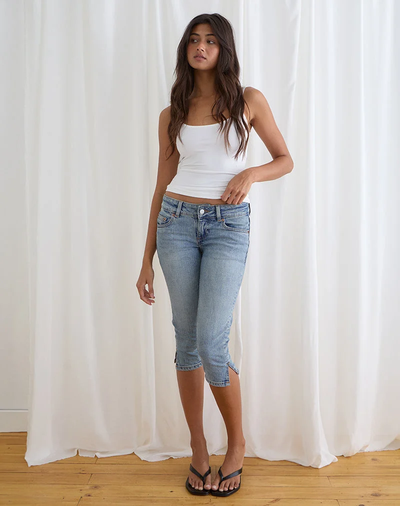 Capri-Jeans aus Denim in Vintage-Blau