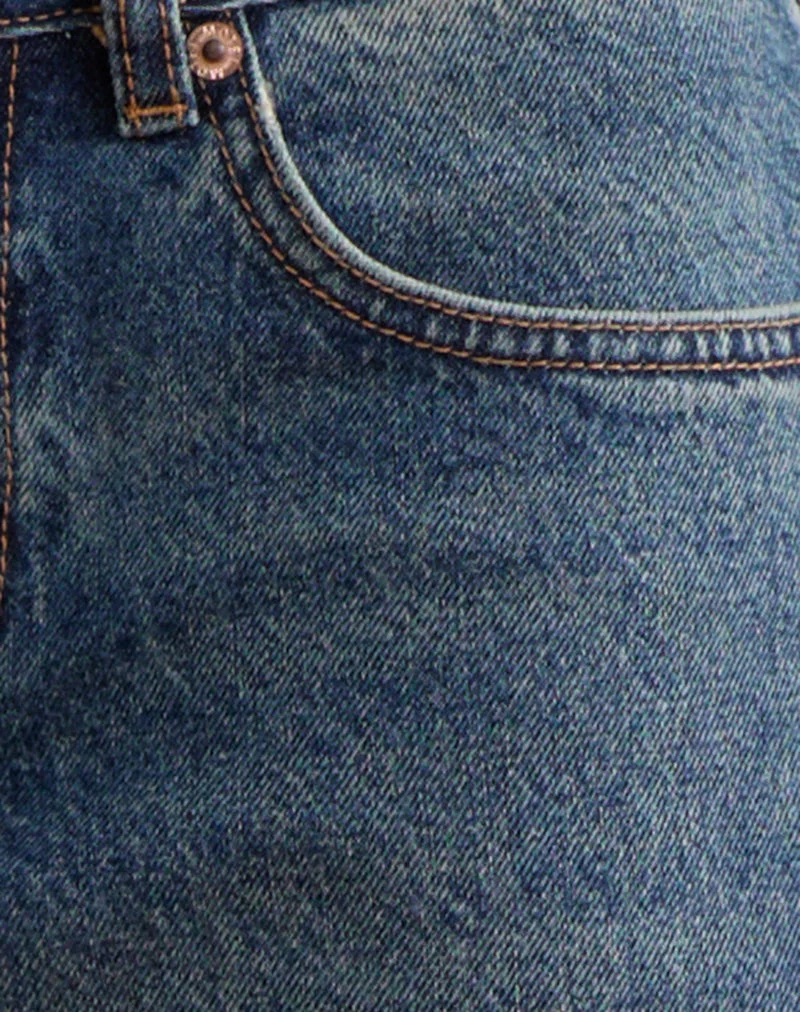 Lose sitzende Flare-Jeans mit niedriger Leibhöhe in Stahlblau