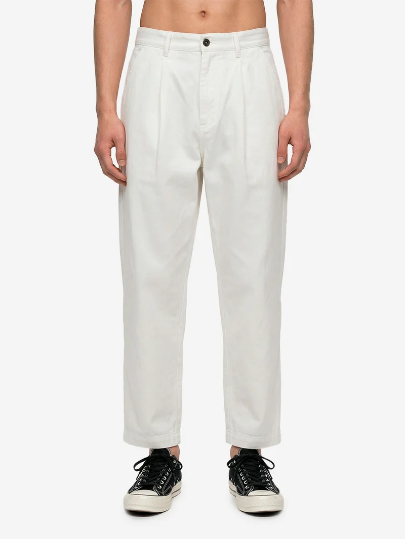 Pantaloni Duke ecru in cotone fiammato