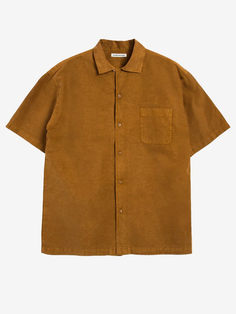 Camicia a manica corta 'Sidri' in misto lino e lyocell