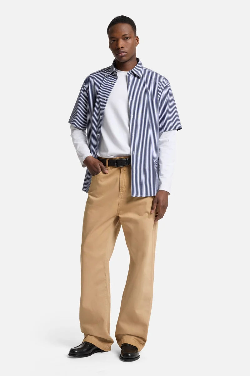 Utility Canvas Wide Leg Pant in Beige