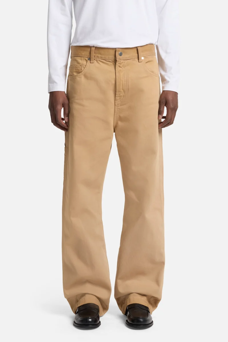Utility Canvas Wide Leg Pant in Beige