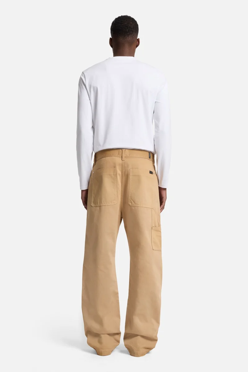Utility Canvas Wide Leg Pant in Beige