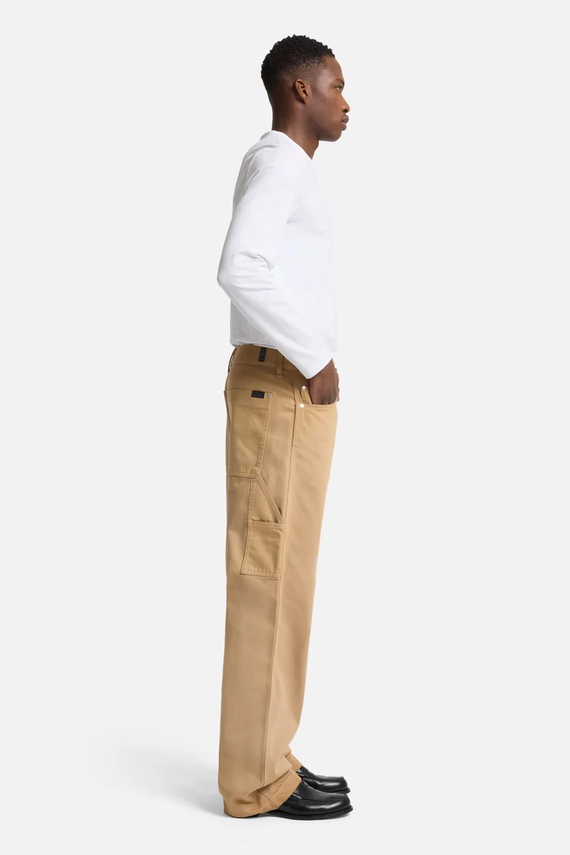 Utility Canvas Wide Leg Pant in Beige
