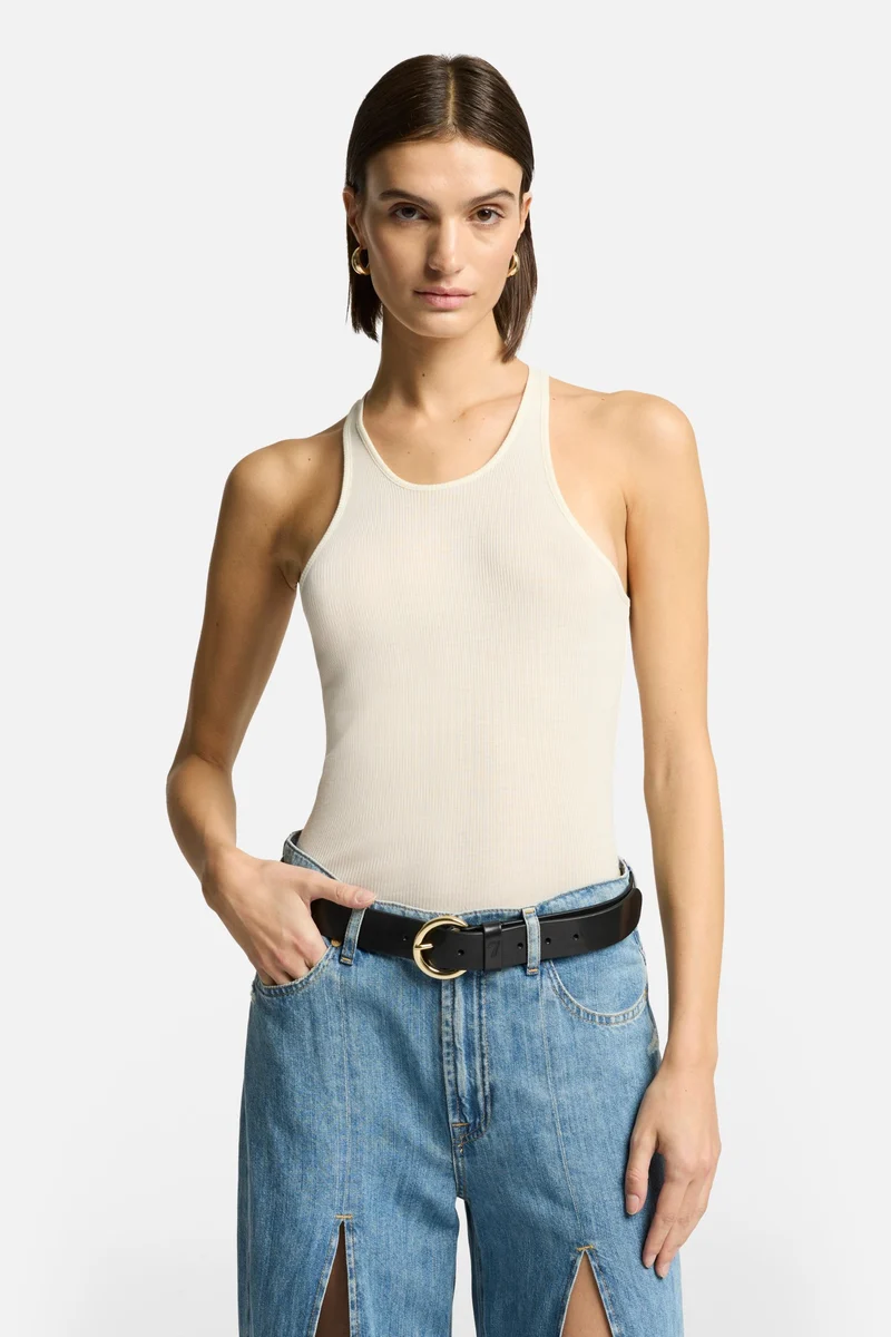 Racer Front Tank in White