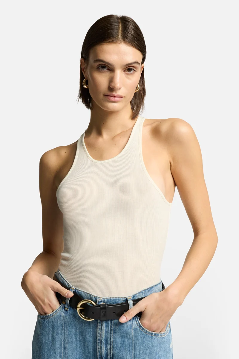 Racer Front Tank in White
