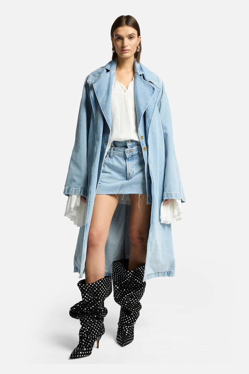 Denim Trench Coat in Bleach