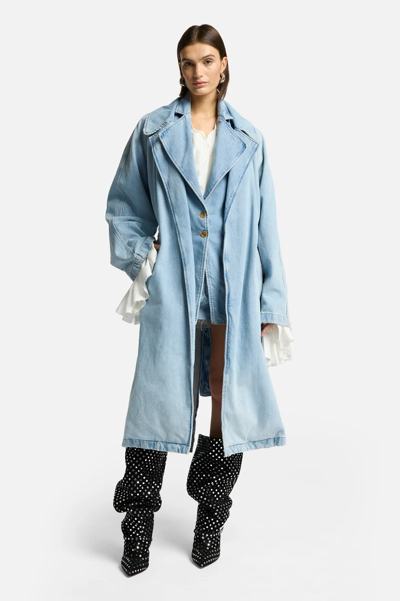 Denim Trench Coat in Bleach