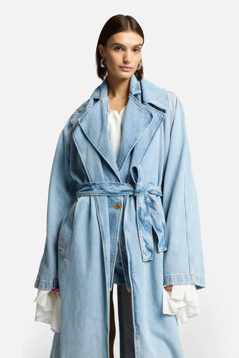 Denim Trench Coat in Bleach