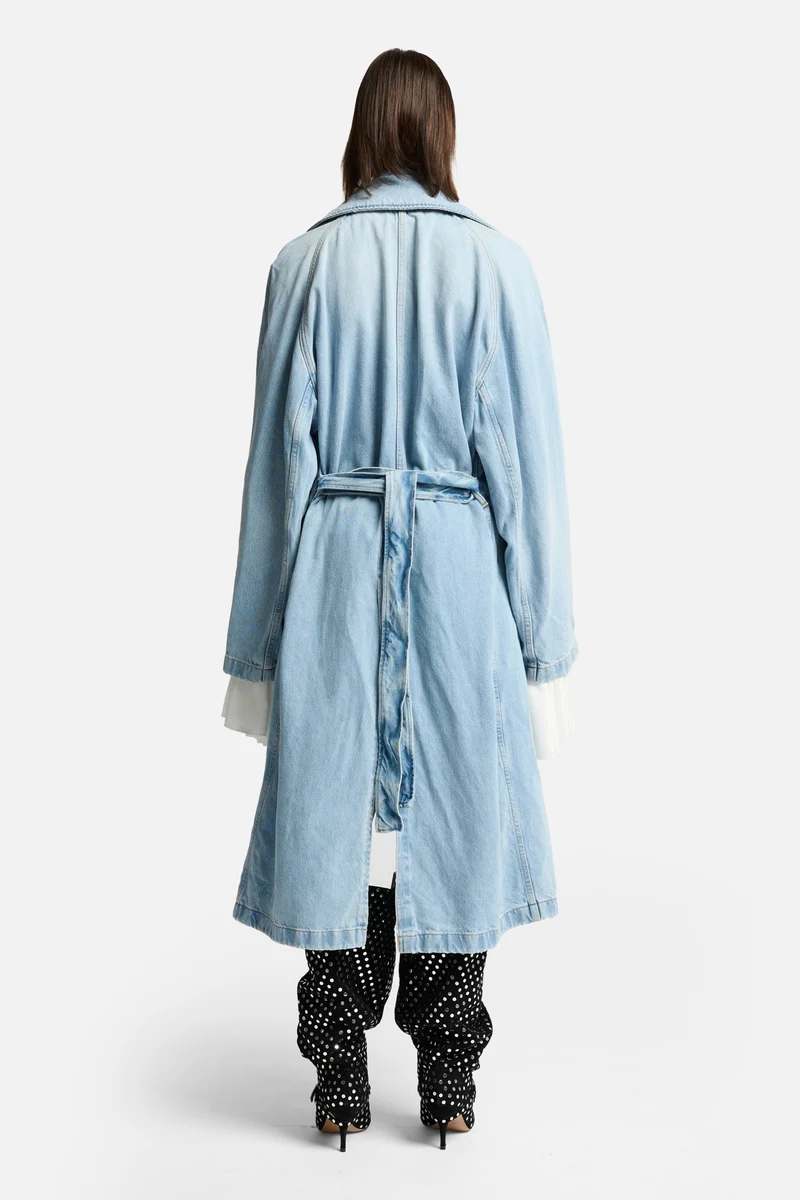 Denim Trench Coat in Bleach