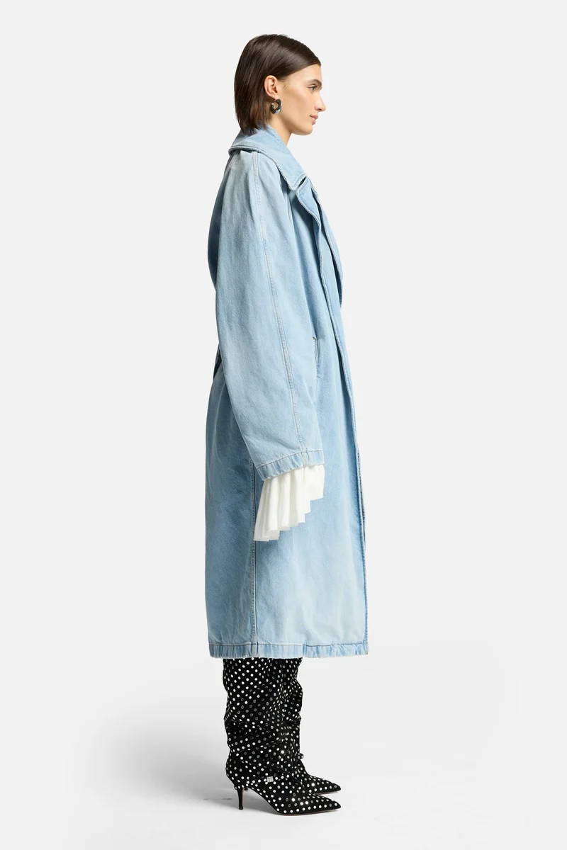 Denim Trench Coat in Bleach