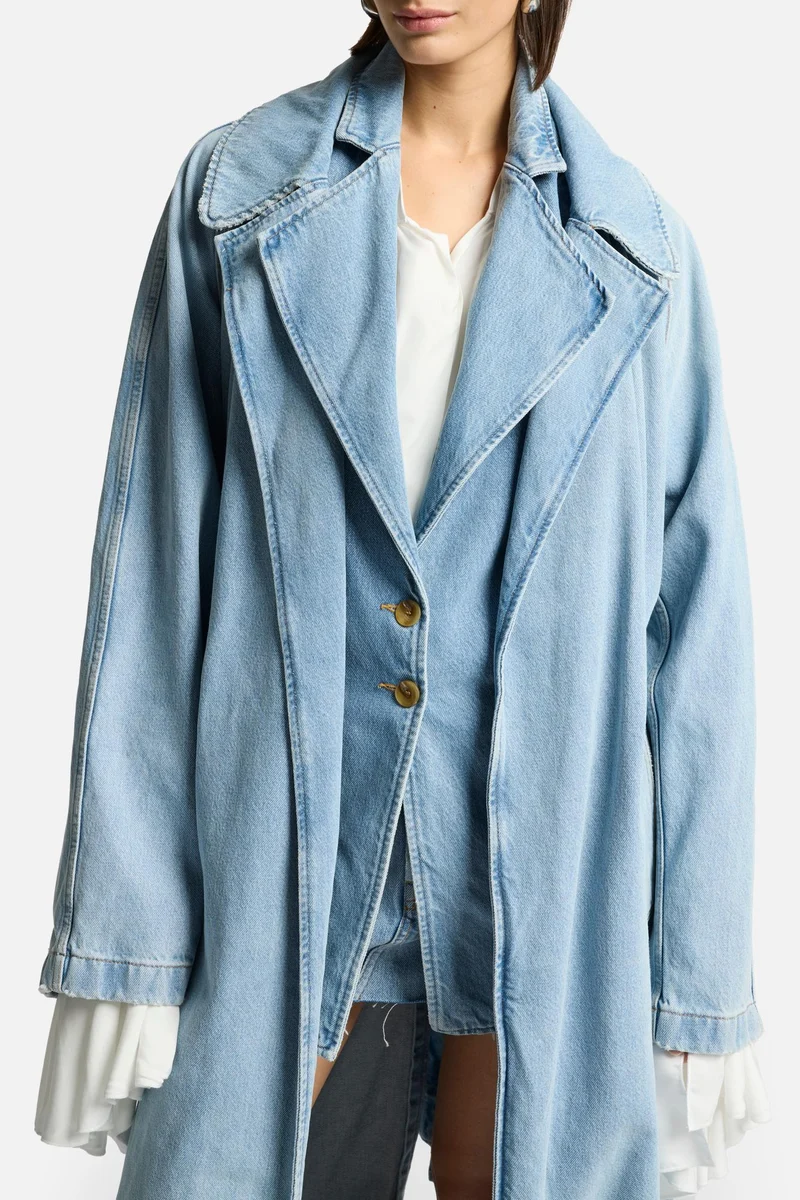 Denim Trench Coat in Bleach