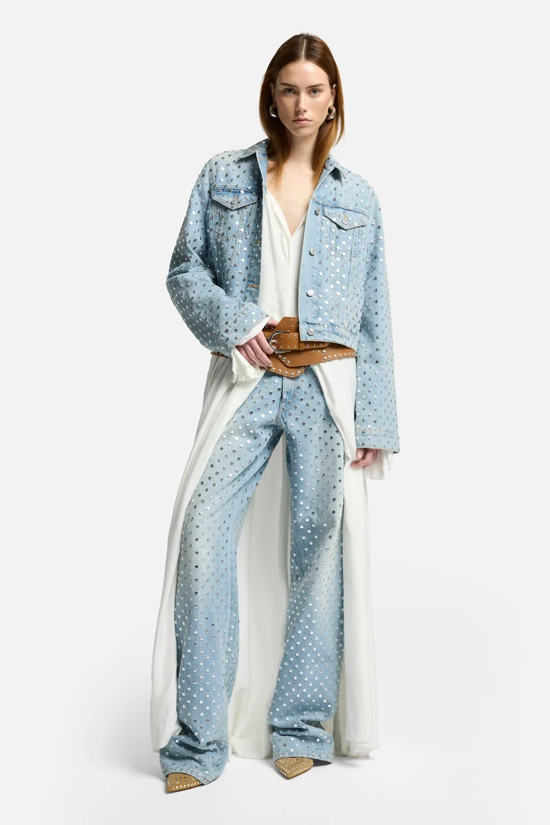 Studded Trucker Jacket in Bleach