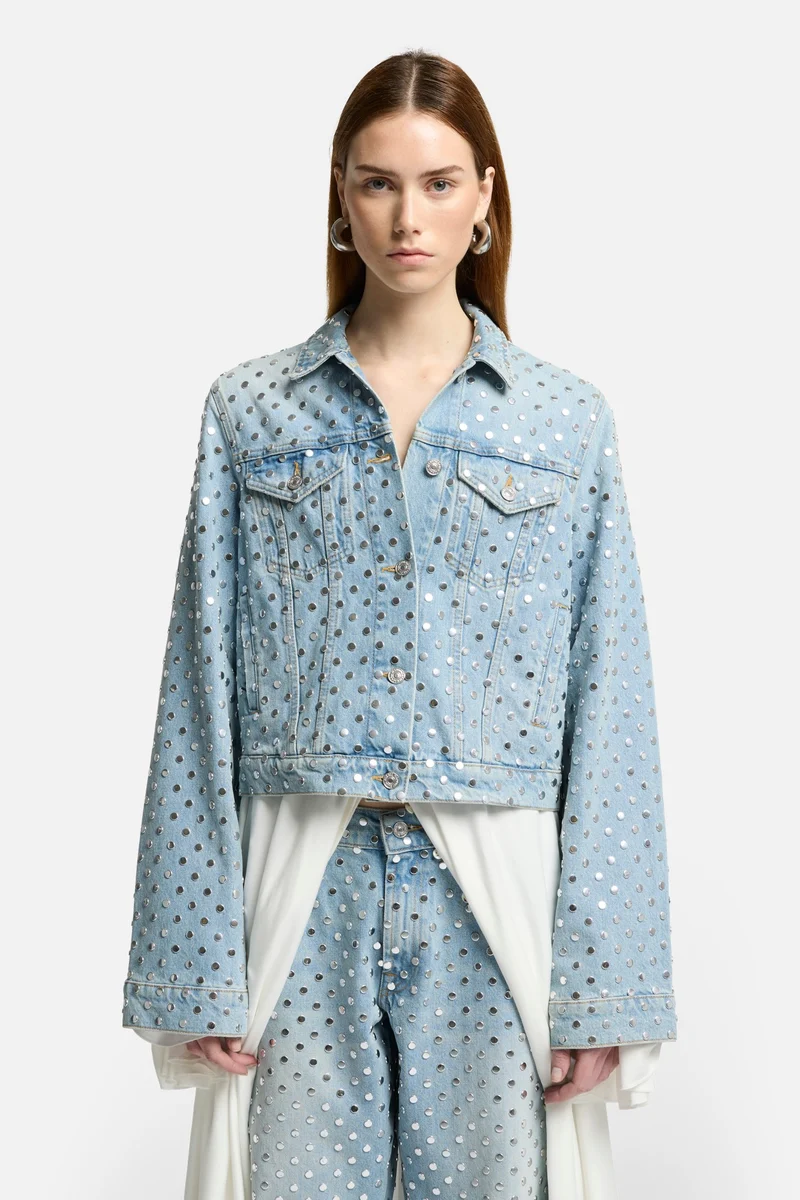 Studded Trucker Jacket in Bleach