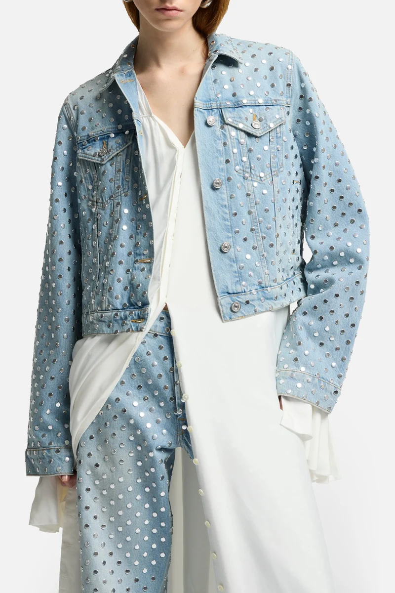 Studded Trucker Jacket in Bleach