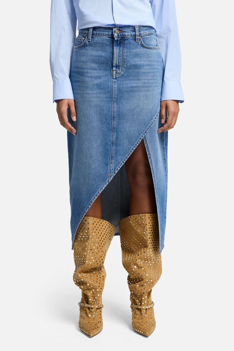 Libby Denim Slit Skirt in Weekend