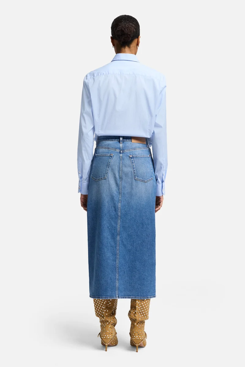 Libby Denim Slit Skirt in Weekend