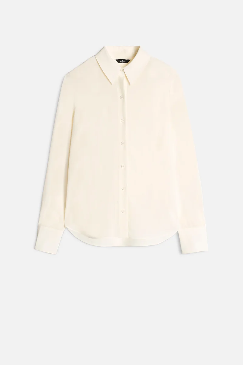 Long Sleeve Silk Blouse in Ivory