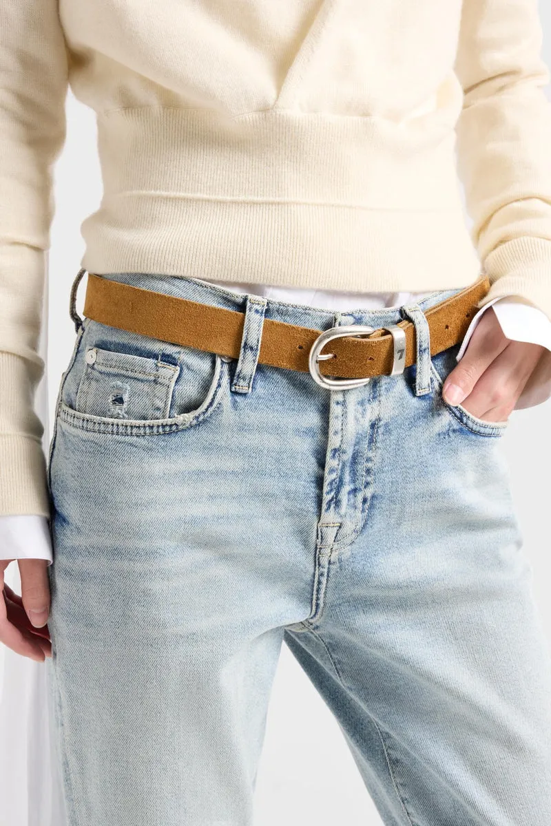 Western Italian Suede Belt in Beige