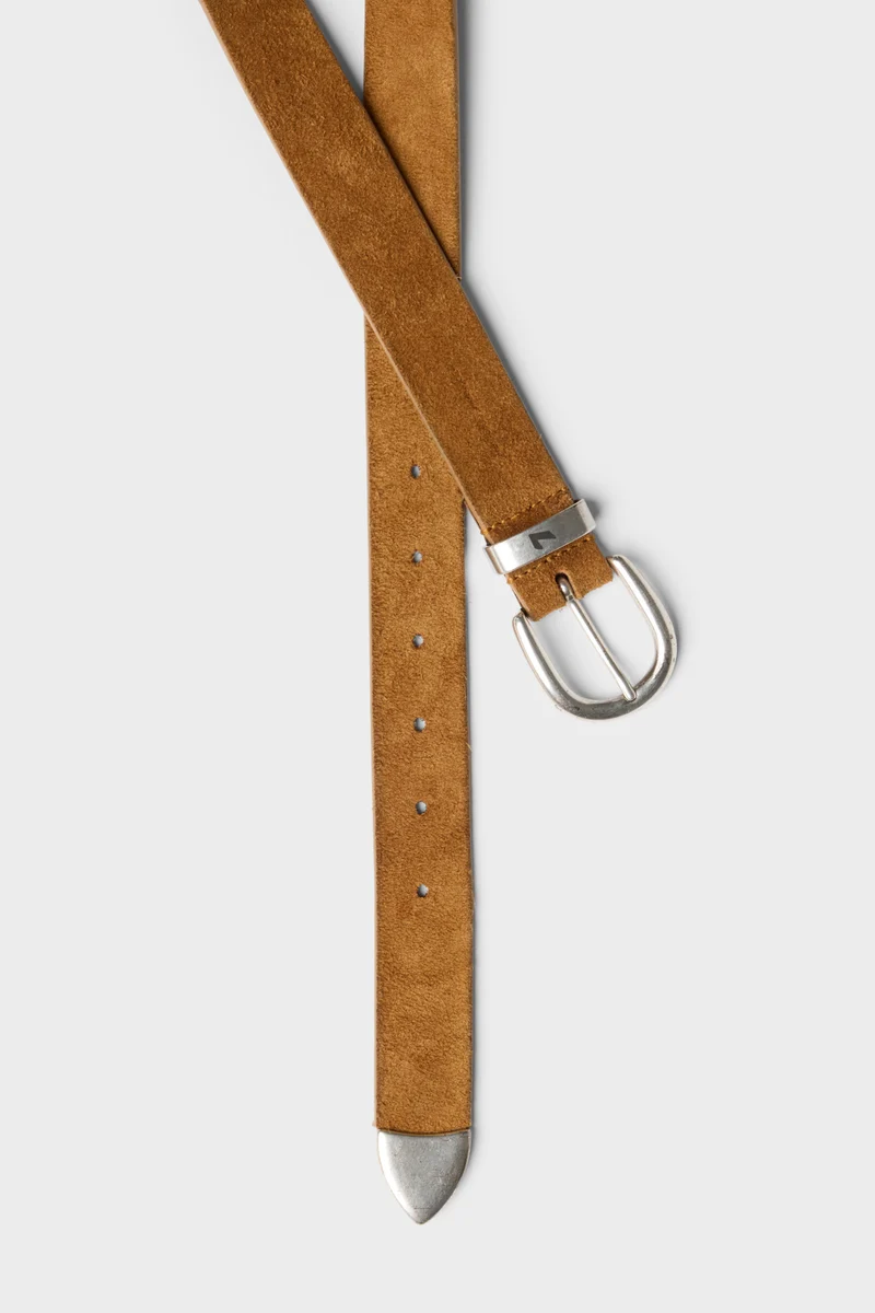 Western Italian Suede Belt in Beige