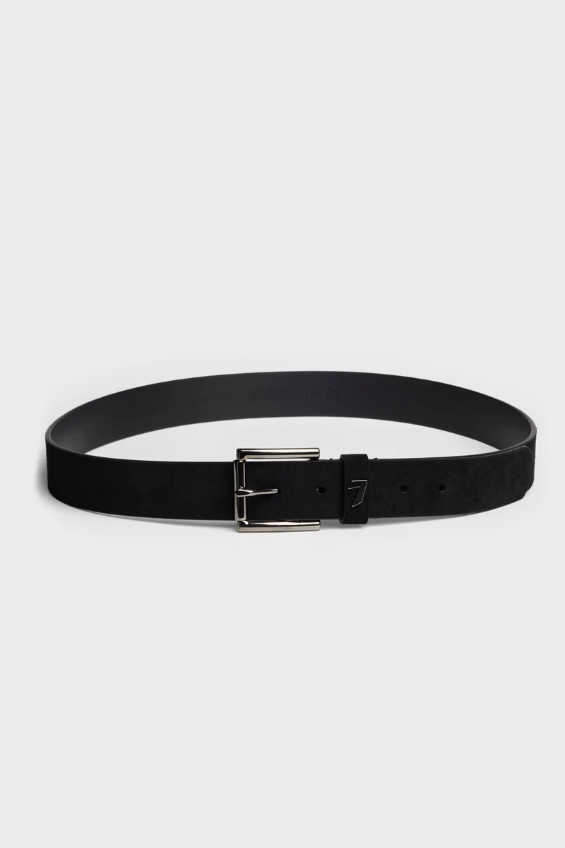Classic Italian Suede Belt in Black