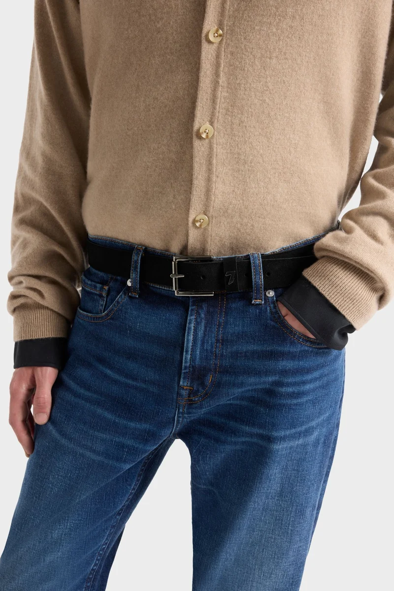 Classic Italian Suede Belt in Black