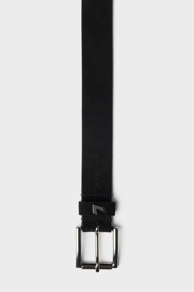 Classic Italian Suede Belt in Black