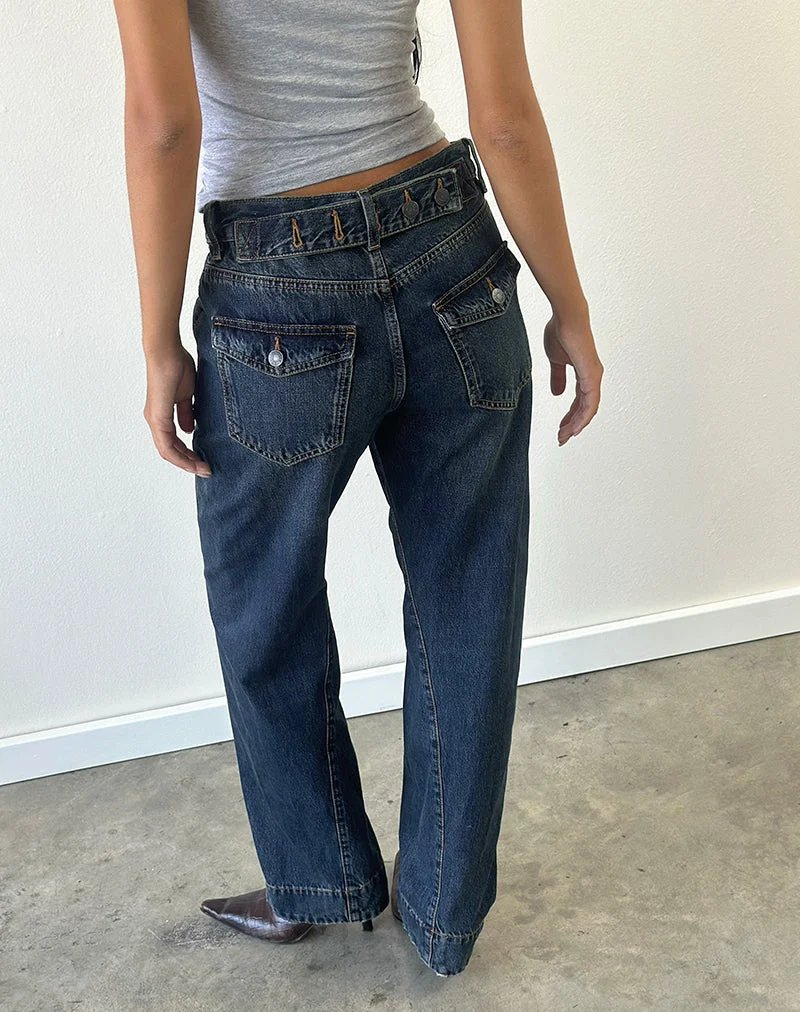 Jeans mit niedriger Leibhöhe, Cinch-Schnitt und gedrehten Nähten in Dirty Green