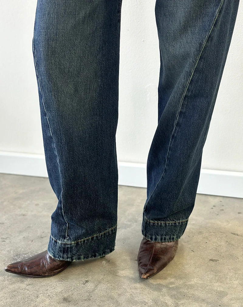 Jeans mit niedriger Leibhöhe, Cinch-Schnitt und gedrehten Nähten in Dirty Green
