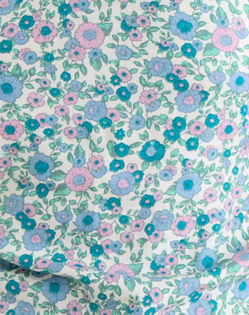 Giulia Knot-Haltertop in Flower-Power-Blau