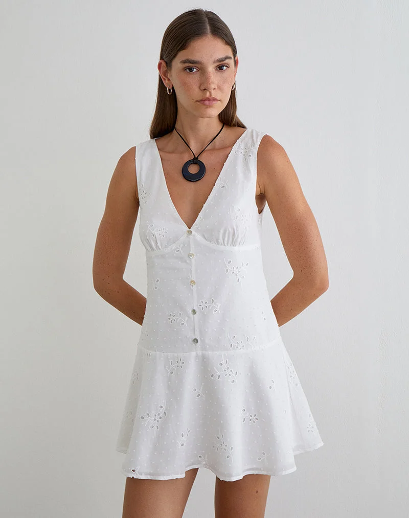 Raspati Minikleid in Weiß mit Stickerei