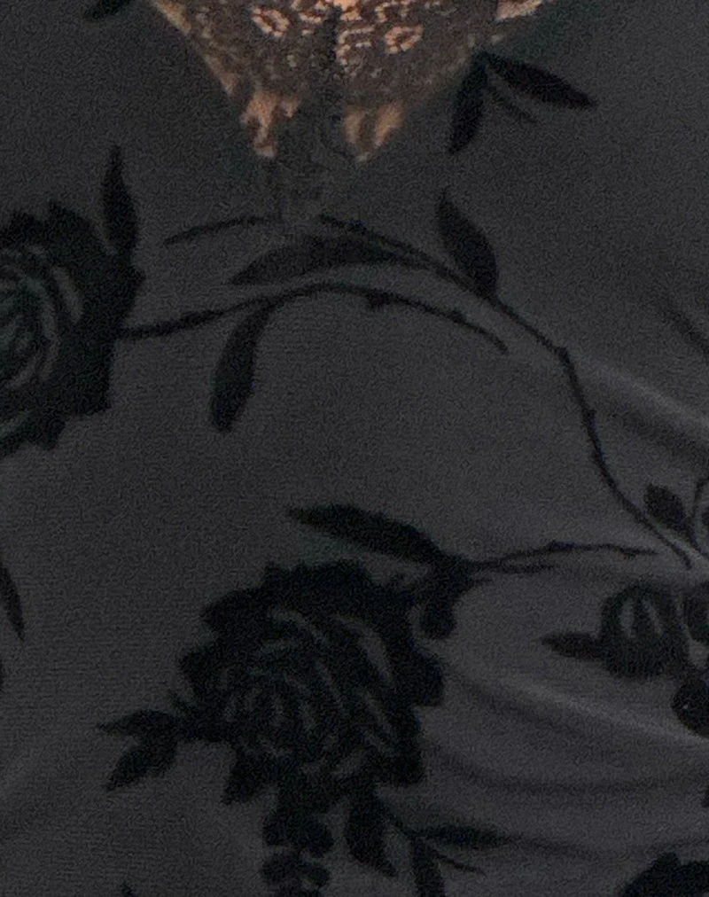 Sroti Langärmeliges Top in Rose Flock Schwarz
