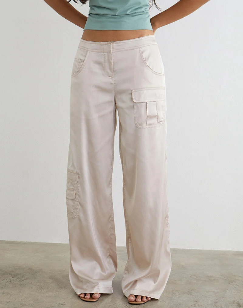 Grania Cargo-Hose mit geradem Bein in Creme