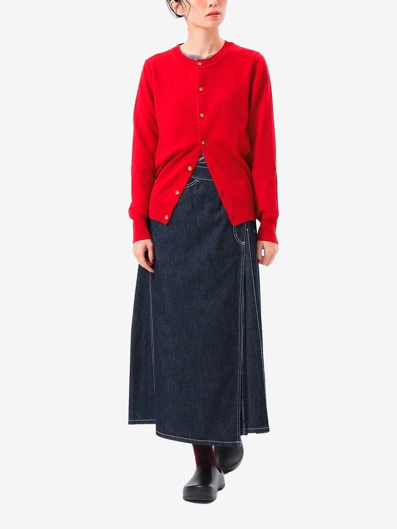 Gonna a Portafoglio in Denim plissettato