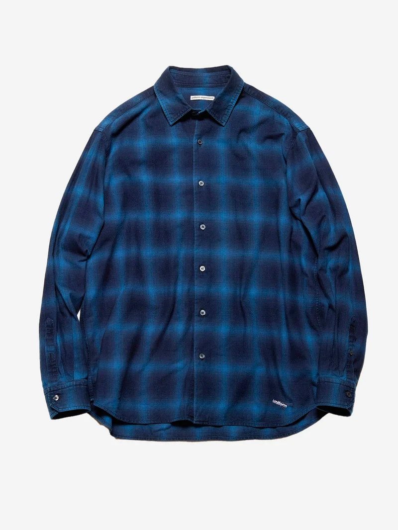 Camicia con motivo a quadri blu e nera relaxed fit