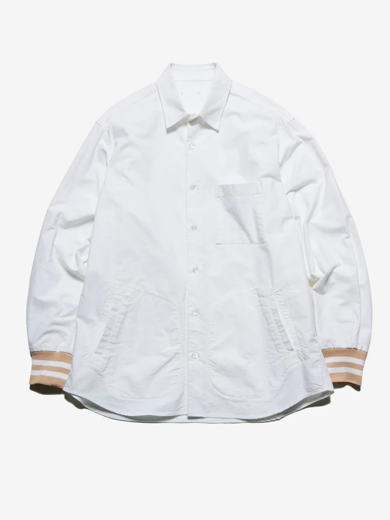 Camicia Oxford bianca in Cotone con Polsini a Costine