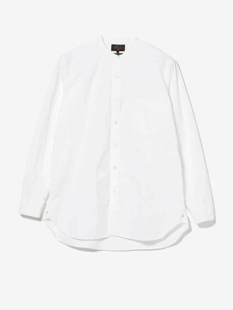 Camicia bianca con colletto alla coreana in Cotone egiziano