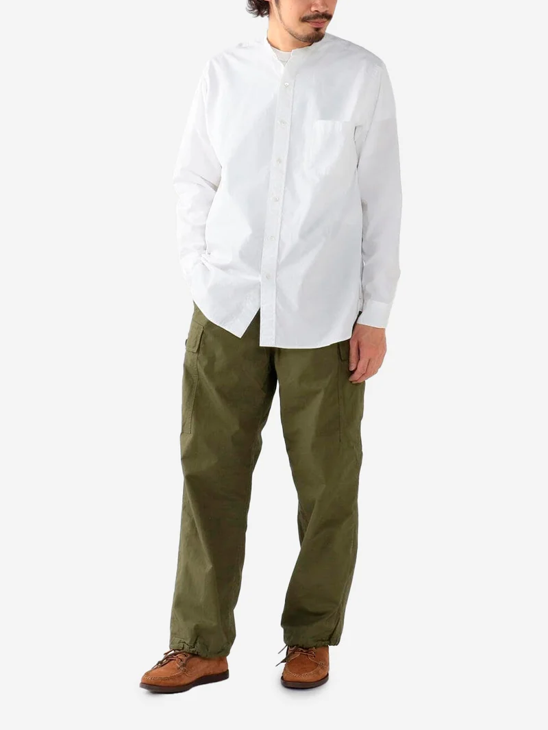 Camicia bianca con colletto alla coreana in Cotone egiziano