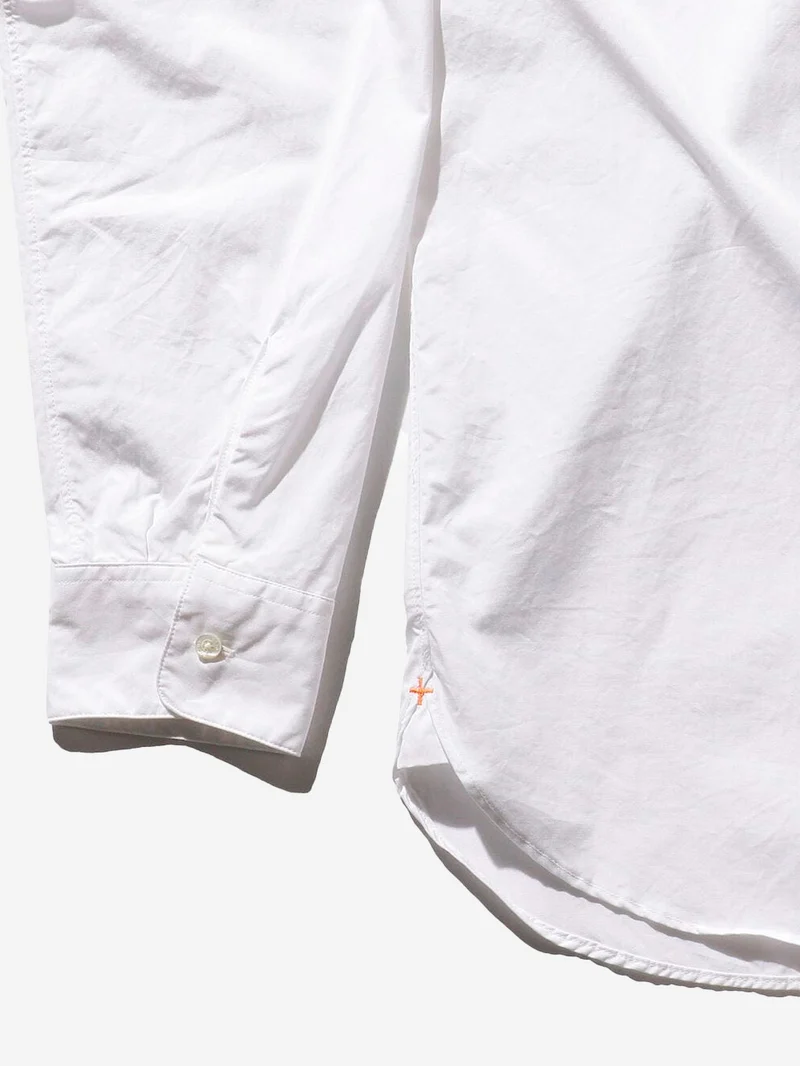 Camicia bianca con colletto alla coreana in Cotone egiziano