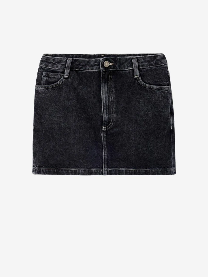 Gonna corta in denim nero con cinque tasche