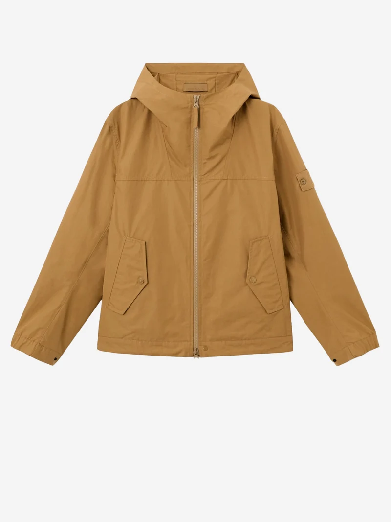 Giacca con cappuccio cotton canvas marrone 'Ghost'