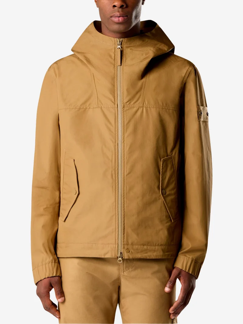 Giacca con cappuccio cotton canvas marrone 'Ghost'