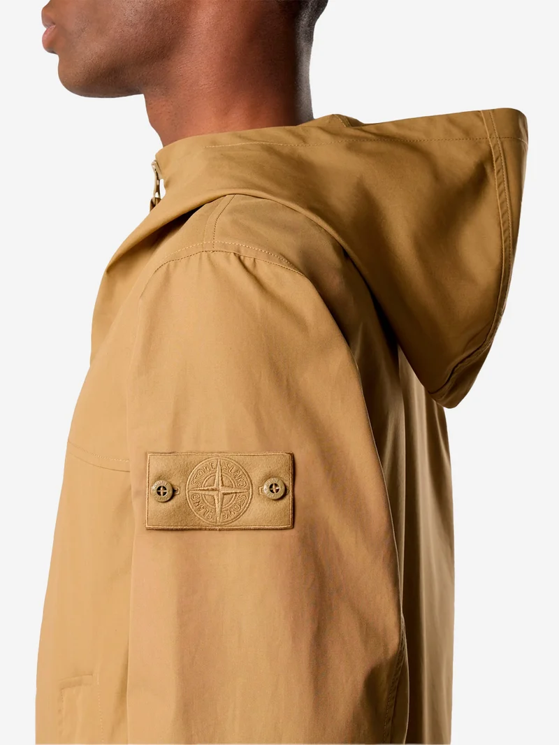 Giacca con cappuccio cotton canvas marrone 'Ghost'
