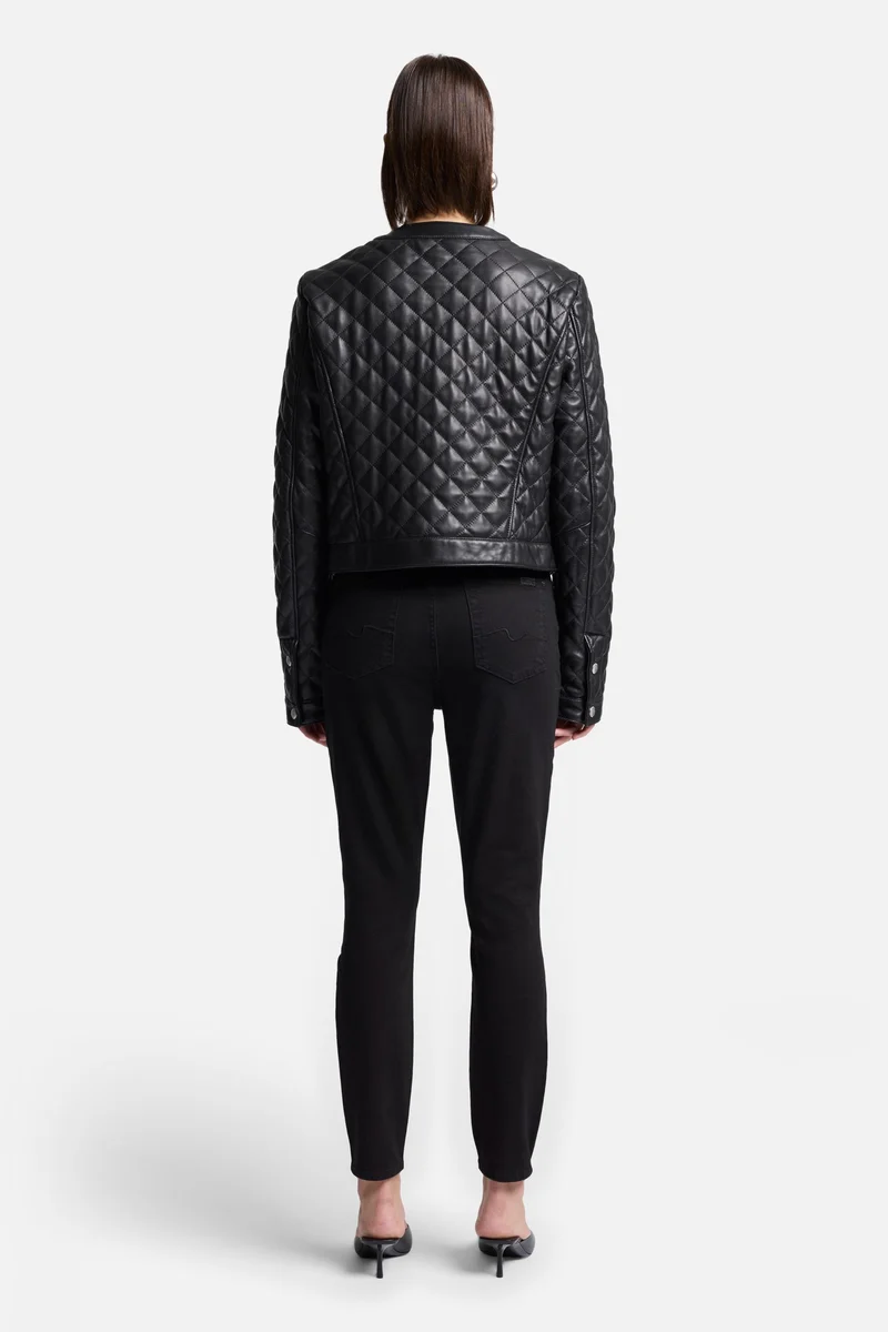 Quilted Leather Jacket in Black