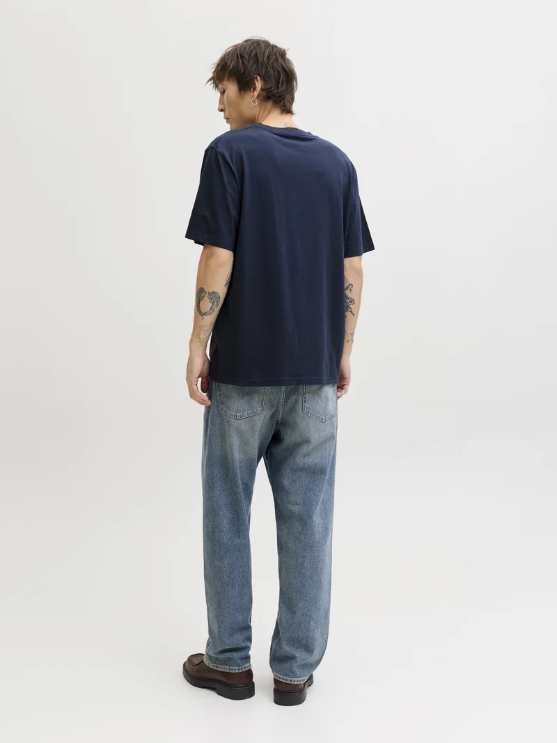 JJEDOVER SLUB TEE SS NOOS, Navy Blazer