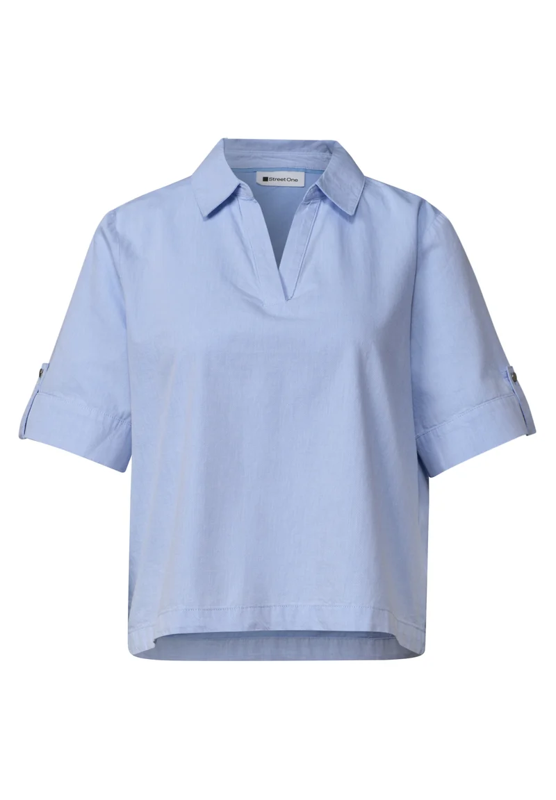 Chambray splitneck shirtcollar, original blue