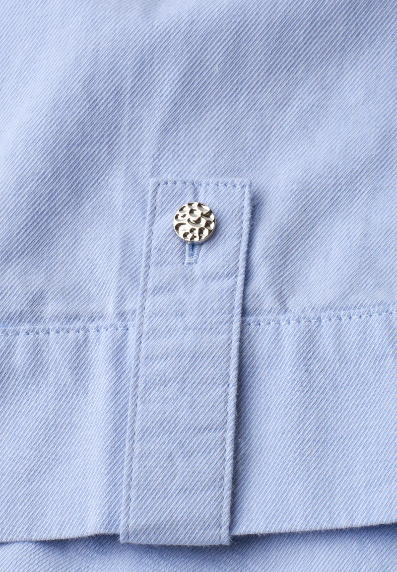 Chambray splitneck shirtcollar, original blue